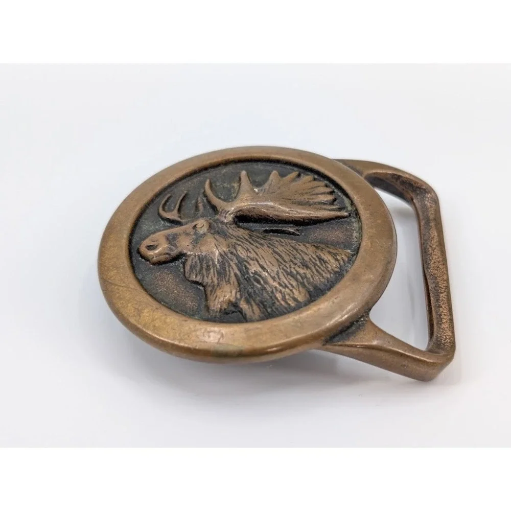 VTG 1978 Tech Ether Guild Moose Solid Brass Belt‎ Buckle Wildlife Made in USA